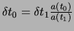  $ \delta t_0 = \delta t_1 \frac{a(t_0)}{a(t_1)}$ 