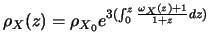 $\displaystyle \rho_X(z) = \rho_{X_0} e^{3(\int_0^z \frac{\omega_X(z)+1}{1+z}dz)}$