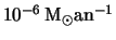  $ 10^{-6 } \rm \, M_\odot añ{-1}$ 