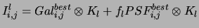 $\displaystyle I^l_{i,j} = Gal^{best}_{i,j}\otimes K_l + f_l PSF^{best}_{i,j}\otimes K_l$