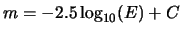 $\displaystyle m = -2.5\log_{10}(E) + C$